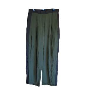 The Row Green Blue Stripe Cuffed Hem Straight Leg Slacks Pants Womens Size 8